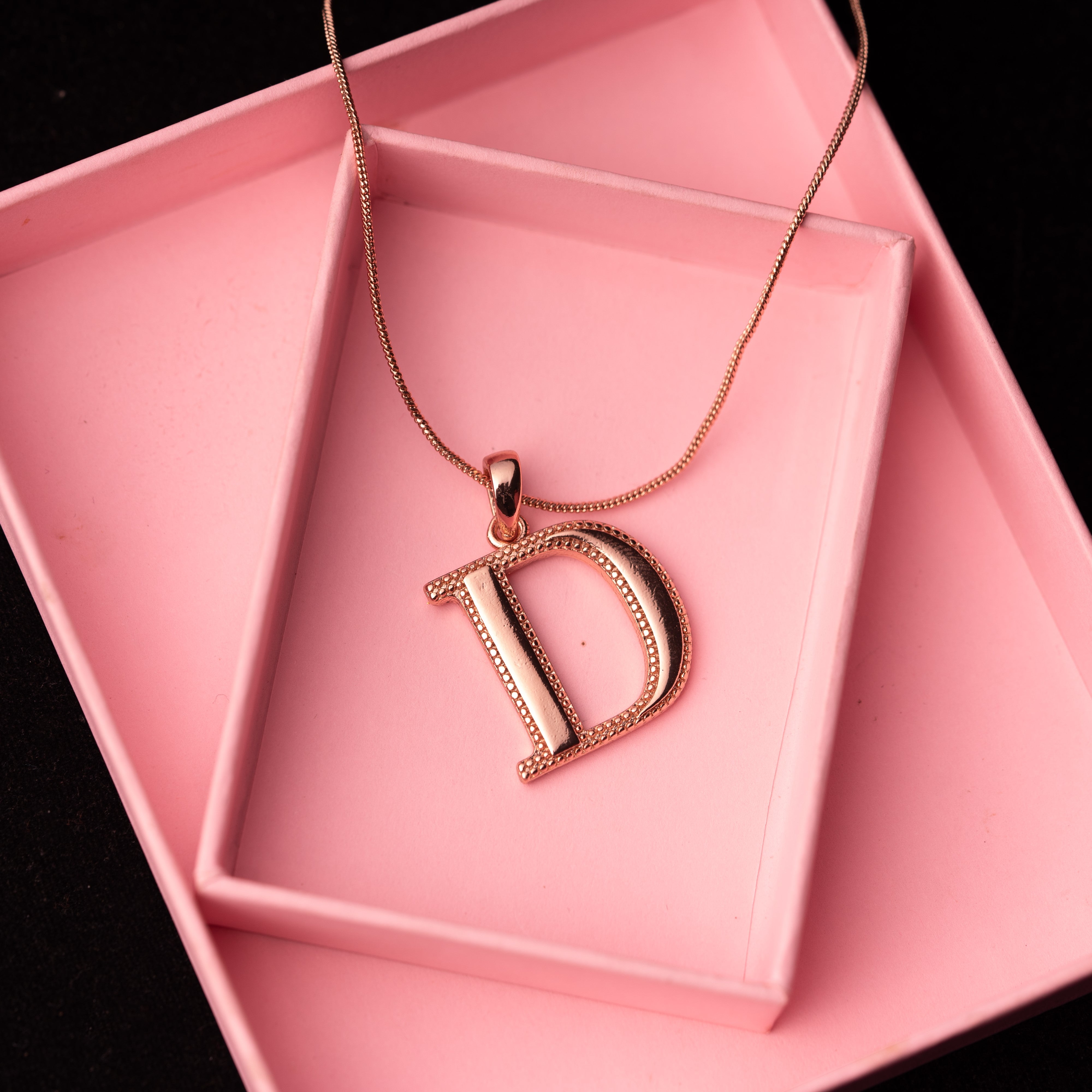 Charm D Rosegold plated Letter Pendant