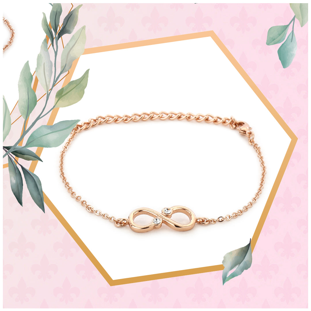 Estele Rose gold plated Infinity Bracelet Using Austrian Crystals for Women