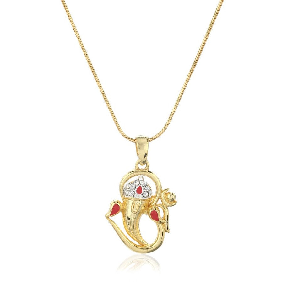 Estele - Gold & Silver Plated Lord Ganesh Pendant with Austrian Crystals for Women / Girls