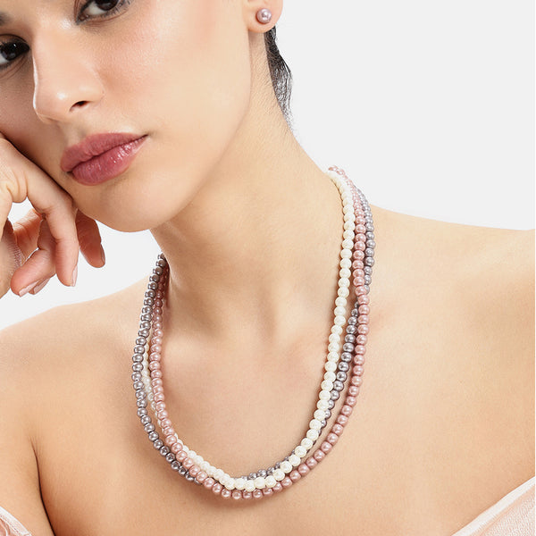 Dual Tone Twisted Pearl Necklace