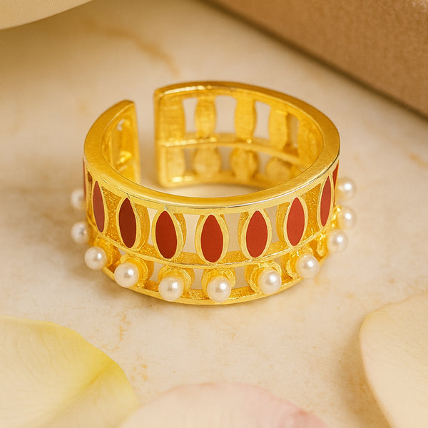 Red Lotus Open Band Ring