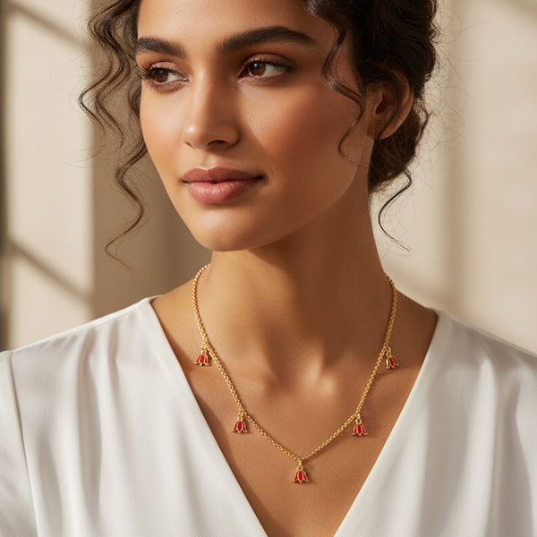 Red Lotus Everyday Charm Necklace
