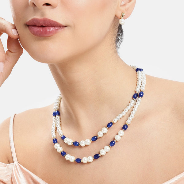 Pearl Blue Layered Necklace