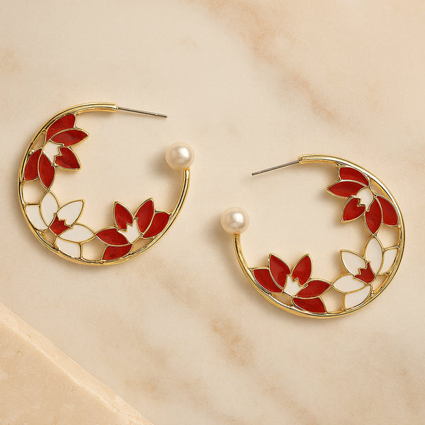 Minimal Lotus Open Hoop Earrings