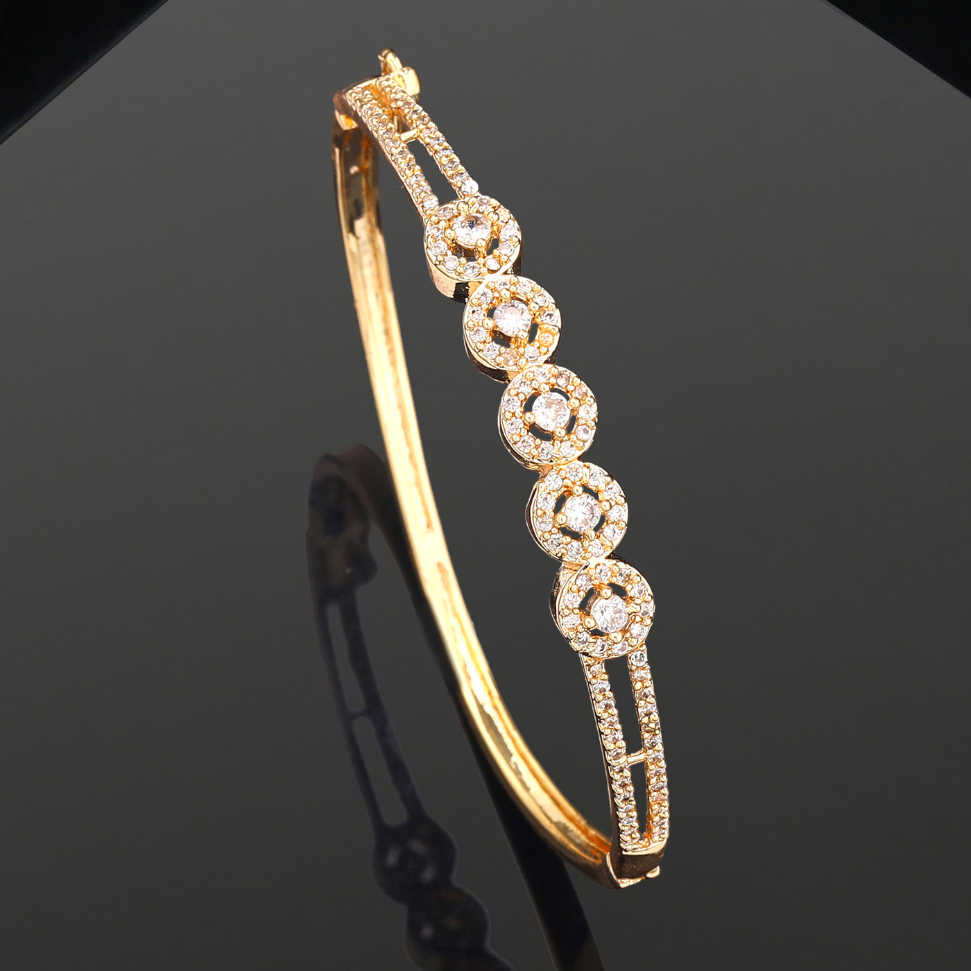 Estele Eternal Radiance: Delicate & Lightweight American Diamond Bracelet with Glossy Gold Plated for Women– A Statement of Luxury & Grace