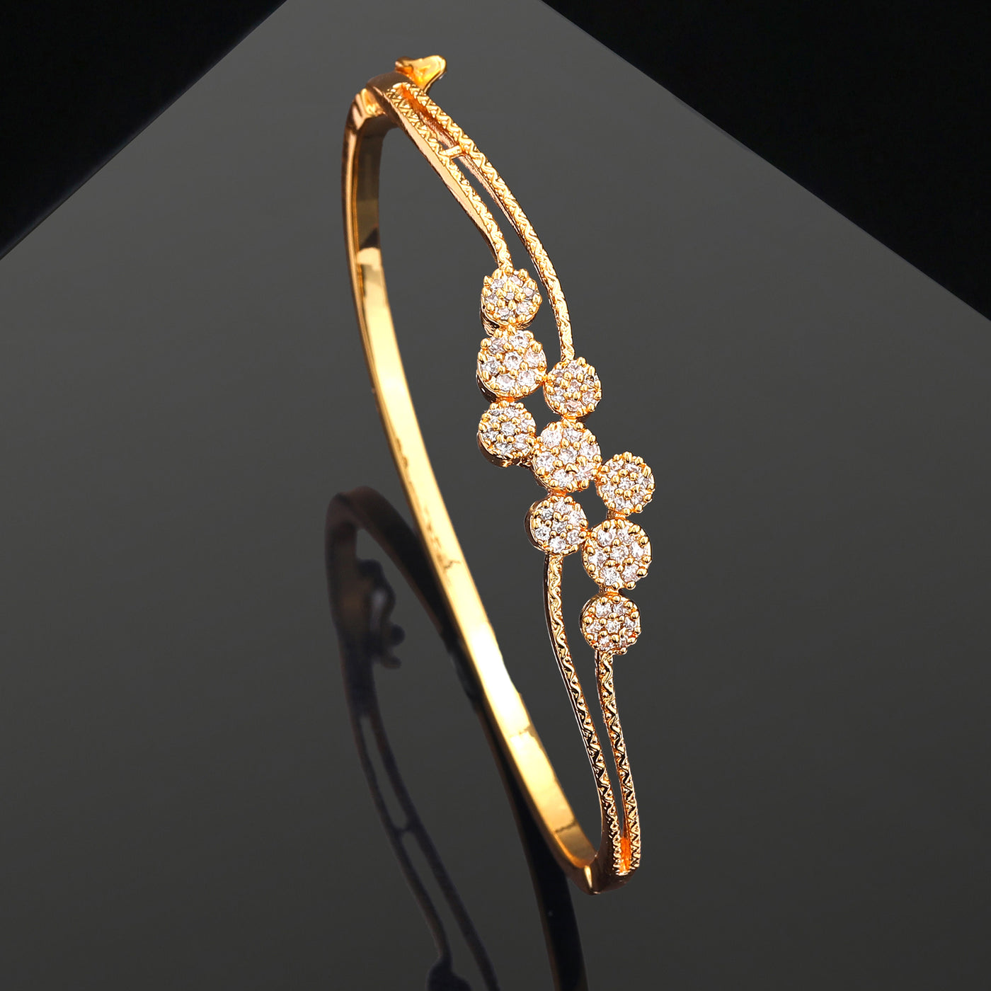 Estele Vogue Radiance | Sleek & Stylish Gold Plated White American Diamond Bracelet for Girls & Women A Must-Have for Modern Elegance