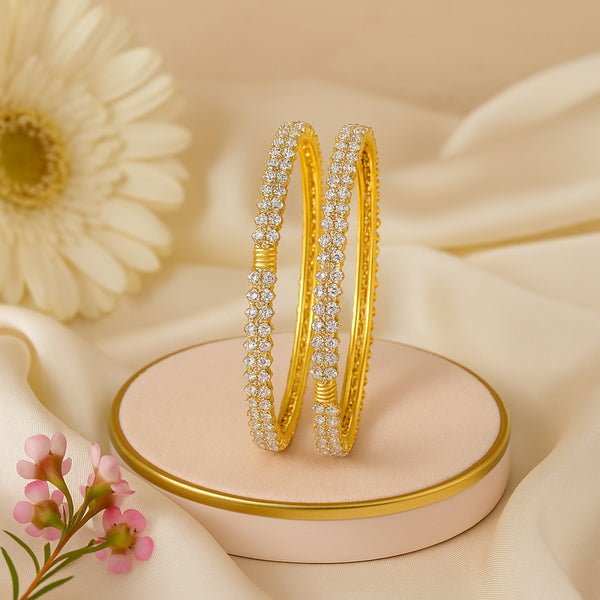 Estele Glossy Gold Plated CZ Bangles for Women |Available in 2.6 Size |Lightweight, Elegant & Perfect for Festive Fashion OSBR-VK11645WE-26 BANGLE