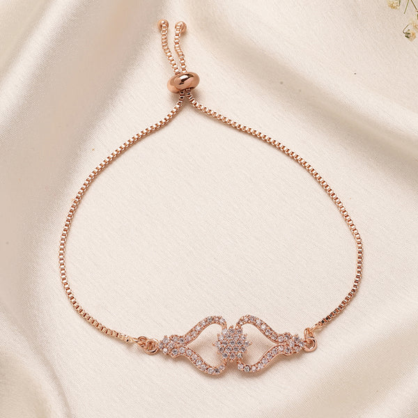 Luxary Rose Gold Plated  CZ Heart Chain Bracelet – Premium Fashionable Jewelry for Weddings & Parties