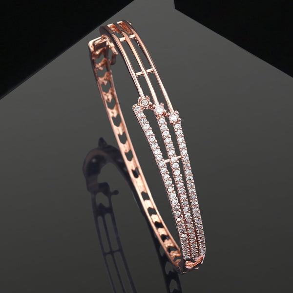 Estele Opulent Glow: Radiant American Diamond Bracelet with Glossy Rosegold Plated for Women Lightweight & Designed for Effortless Luxury