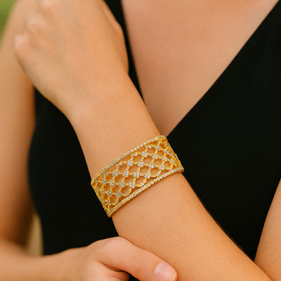 Estele Gold Plated Stunning Kada Bangle | Size-2.6 | Dazzling Diamond Jewelry for Women ÃƒÂ¢Ã¢â€šÂ¬Ã¢â‚¬Å“ OSBR-VKL11418 BANGLE
