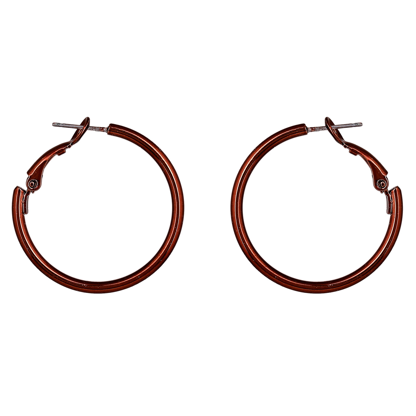 Estele Chocolate Brown Plated Sleek Hoop Earrings for Women