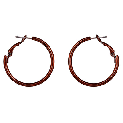 Estele Chocolate Brown Plated Sleek Hoop Earrings for Women