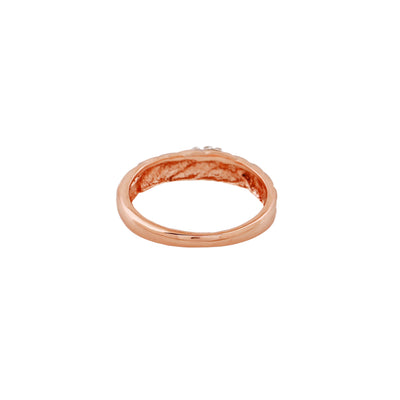 Estele Rose Gold Plated Twisted Textured Finger Ring with Austrian Crystals for Women