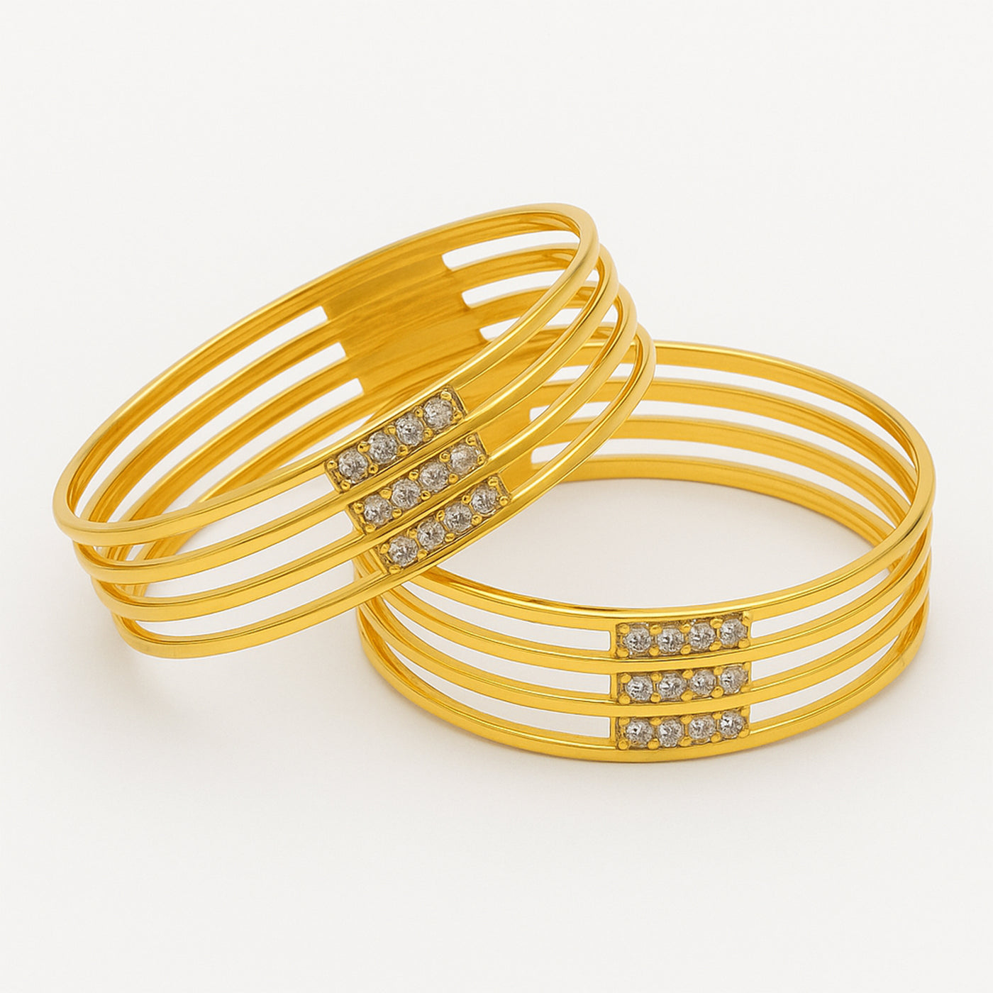 Estele Gold Plated Multi-Line CZ Bangles for Women – Size 2.6 – Lightweight, Modern Design for Festive, Ethnic & Everyday Wear – OSBR-VK11433-26 BANGLE