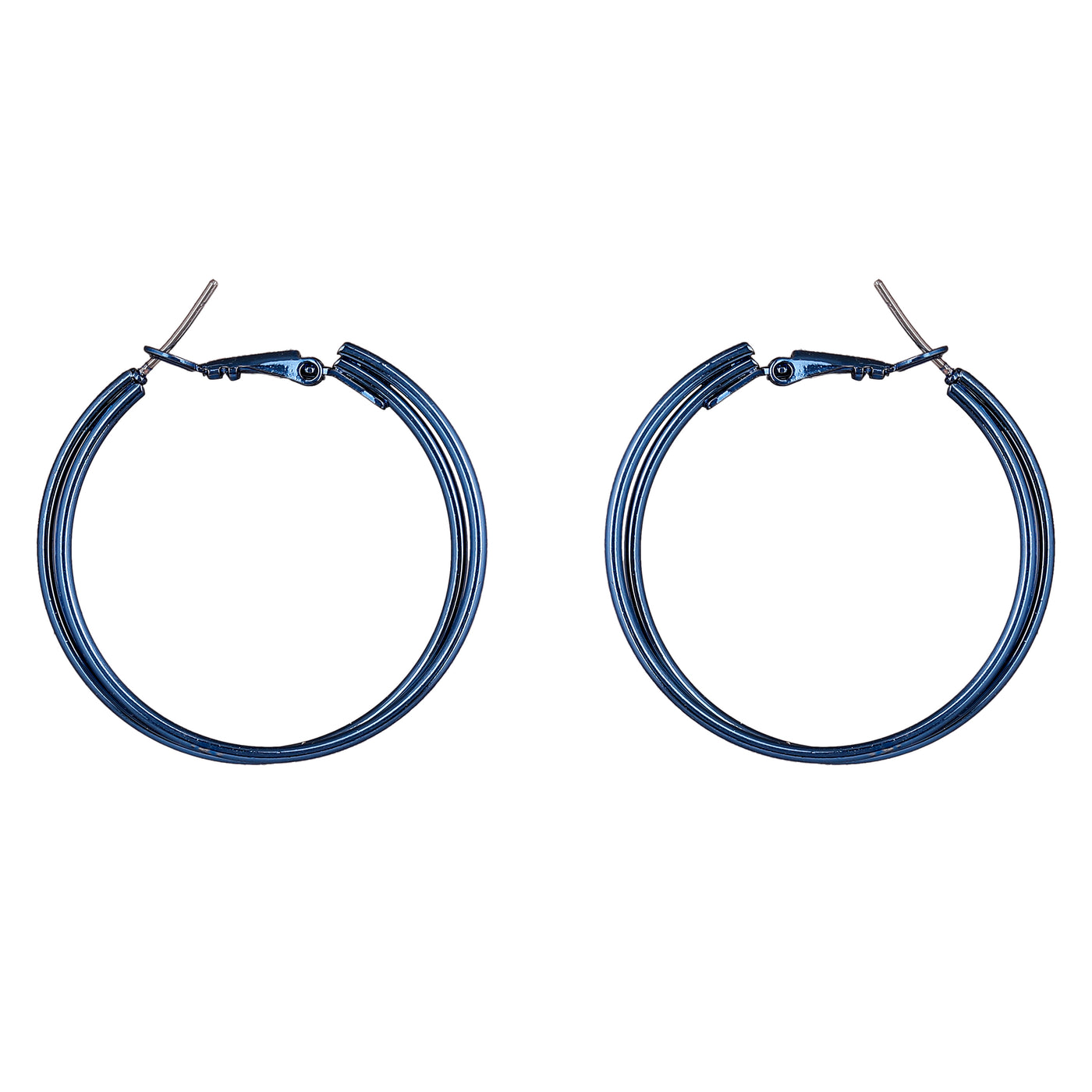 Estele Cobalt Blue Plated Bewitching Dual Circular Hoop Earrings for Women