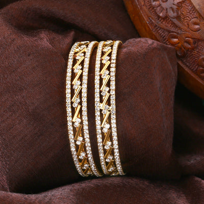 Estele Gold Plated Criss-Cross 2:4 Size Bangles | Modern Jewelry for Women – OSBR-VKL11039 BANGLE