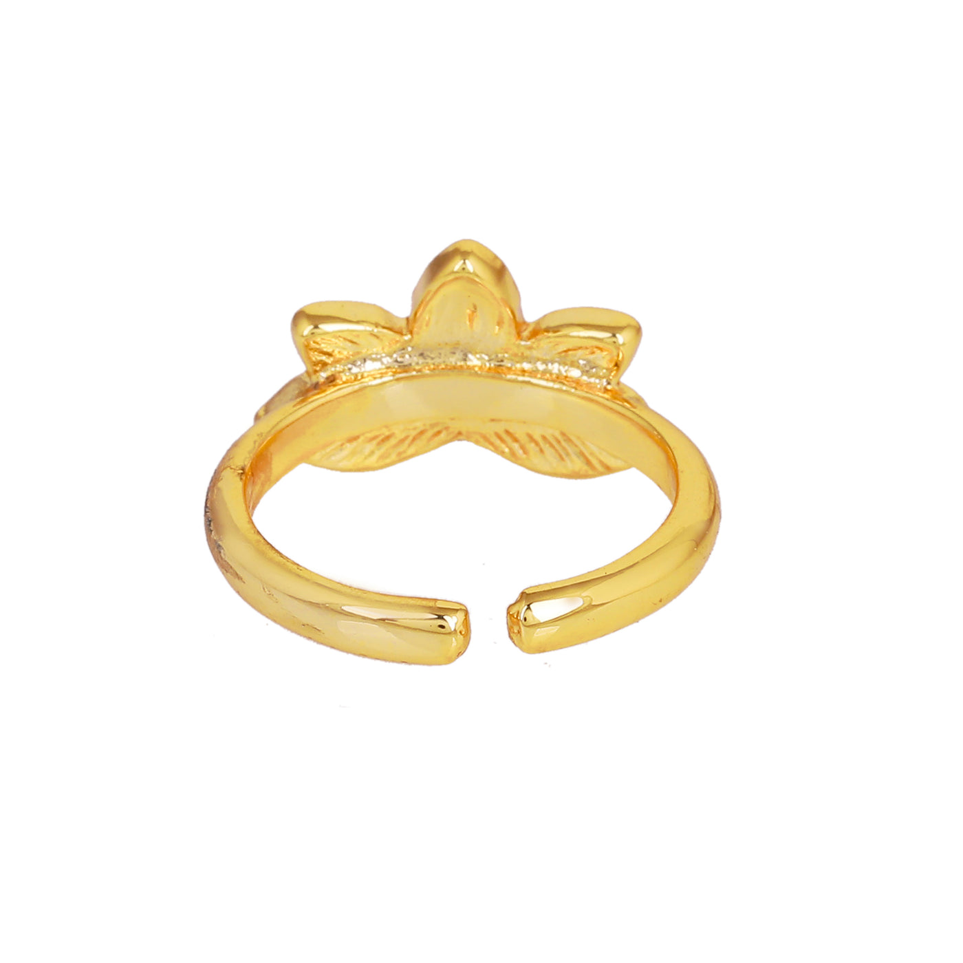 Estele Gold Plated Pink Enamelled Lotus Designer Stylish Adjustable Finger Ring for Girl's & Women