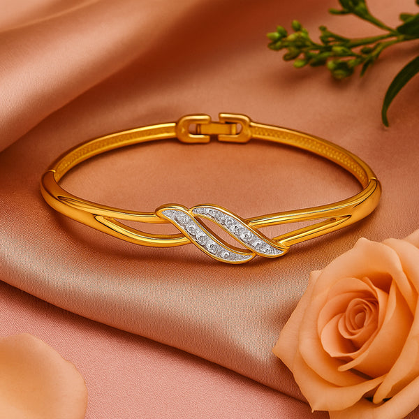 Gold Silver Wave Wrap Cuff Bracelet