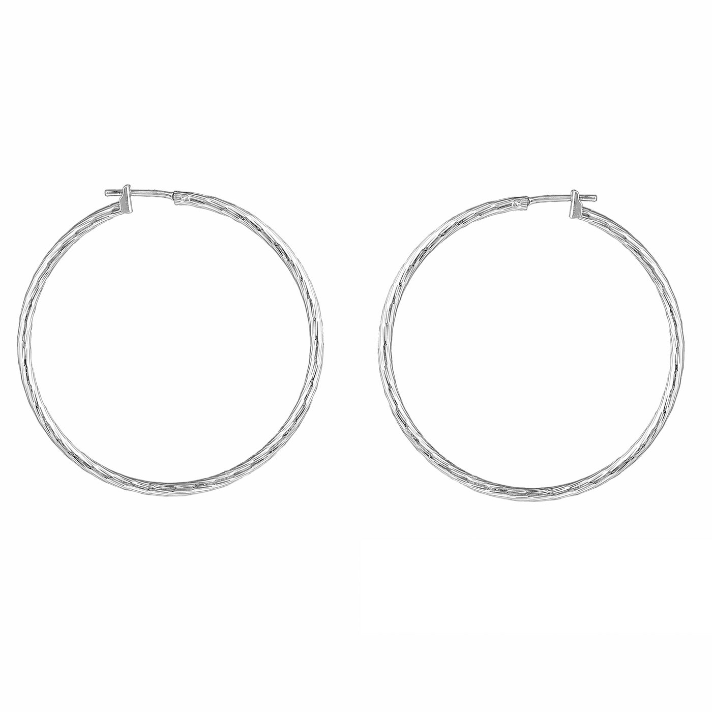 Estele Rhodium Plated Circular Hoop Earrings for Women