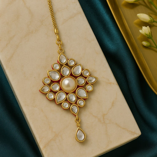 Gold Plated Traditional Kundan Maang Tikka for Women