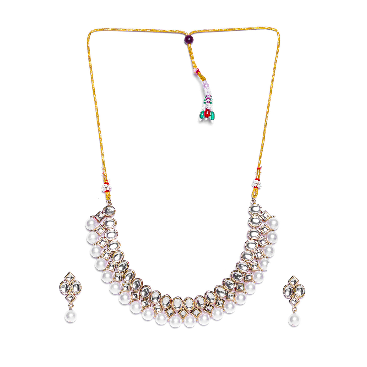 Estele Gold Plated- Traditional Kundan and Pearl Necklace set for Women