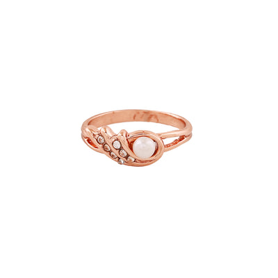 Estele Rose Gold Plated Splendid Finger Ring with Austrian Crystals for Women