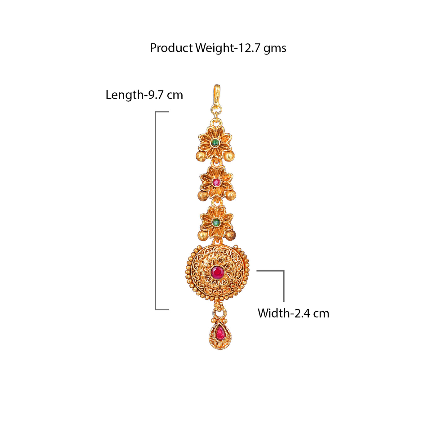 Estele Gold Plated Gorgeous Floral Matt Finish Maang Tikka With Multi-Color Crystals for Women