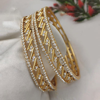 Estele Gold Plated Criss-Cross 2:4 Size Bangles | Modern Jewelry for Women – OSBR-VKL11039 BANGLE