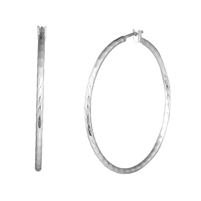 Estele Rhodium Plated Circular Hoop Earrings for Women