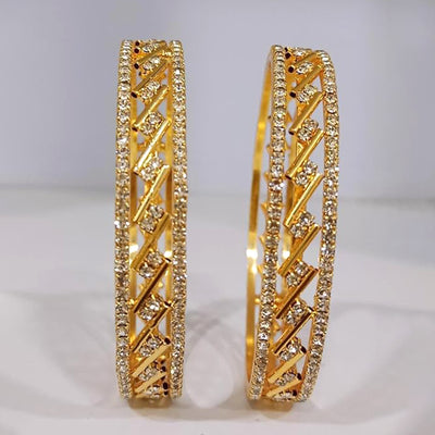 Estele Gold Plated Criss-Cross 2:4 Size Bangles | Modern Jewelry for Women – OSBR-VKL11039 BANGLE