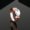 Estele Rose Gold Plated Oval Shaped Finger Ring with Austrian Crystals for Women