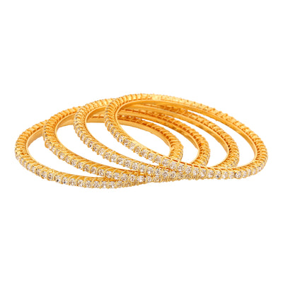 Estele Gold Plated CZ Bangles Set for Women – Pack of 4 – Size 2.6 – Traditional & Elegant Design – OSBR-VK11441-26 BANGLE