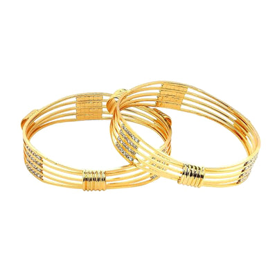 Estele Stylish Gold Plated Bangles – Size 2.6 – Multi-Layer Wire Design with CZ Stones – Elegant Jewelry for Women – OSBR-VK11434-26 BANGLE