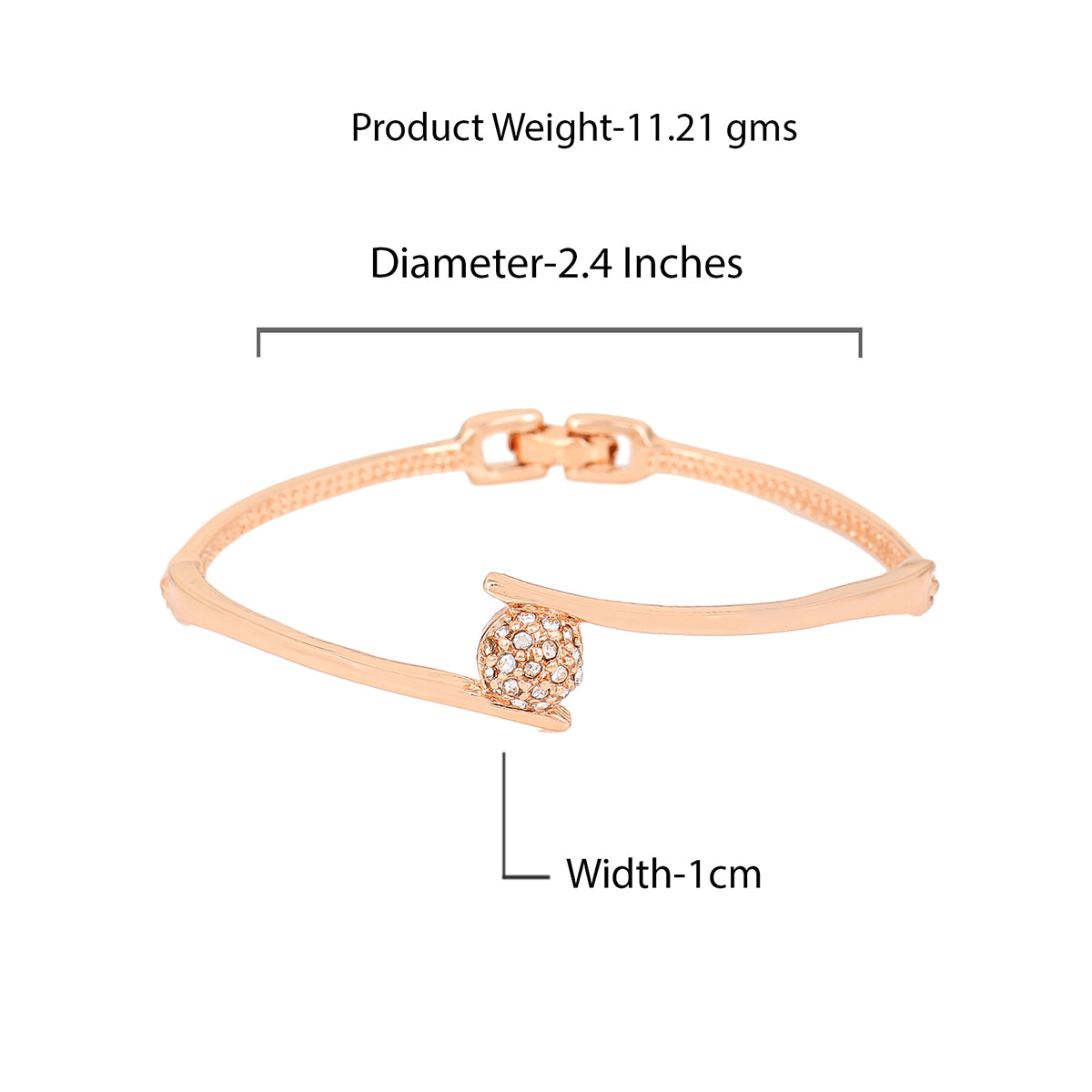 Estele Rosegold Plated Stylish Fashionable Cuff Bracelet with White Austrian Crystals for Girls & Women