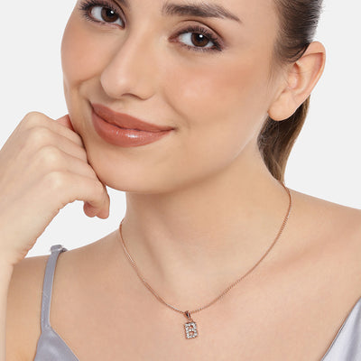 Estele Rosegold Splendid Medium 'B' Letter Pendant with Austrian Crystals for Women