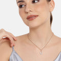 Estele Rosegold Splendid Medium 'U' Letter Pendant with Austrian Crystals for Women