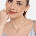 Estele Rosegold Splendid Medium 'V' Letter Pendant with Austrian Crystals for Women