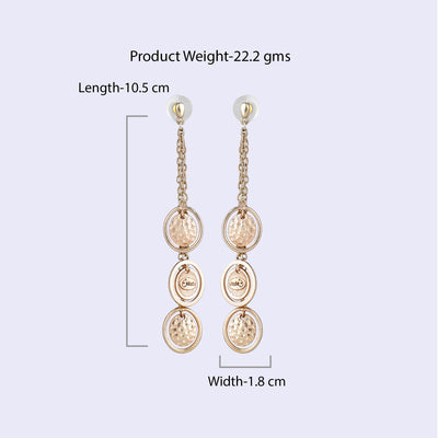 Estele Gold Tone Distinctive Layered Concentric Circular Design Beaten Gold Drop & Dangle Earrings for Women