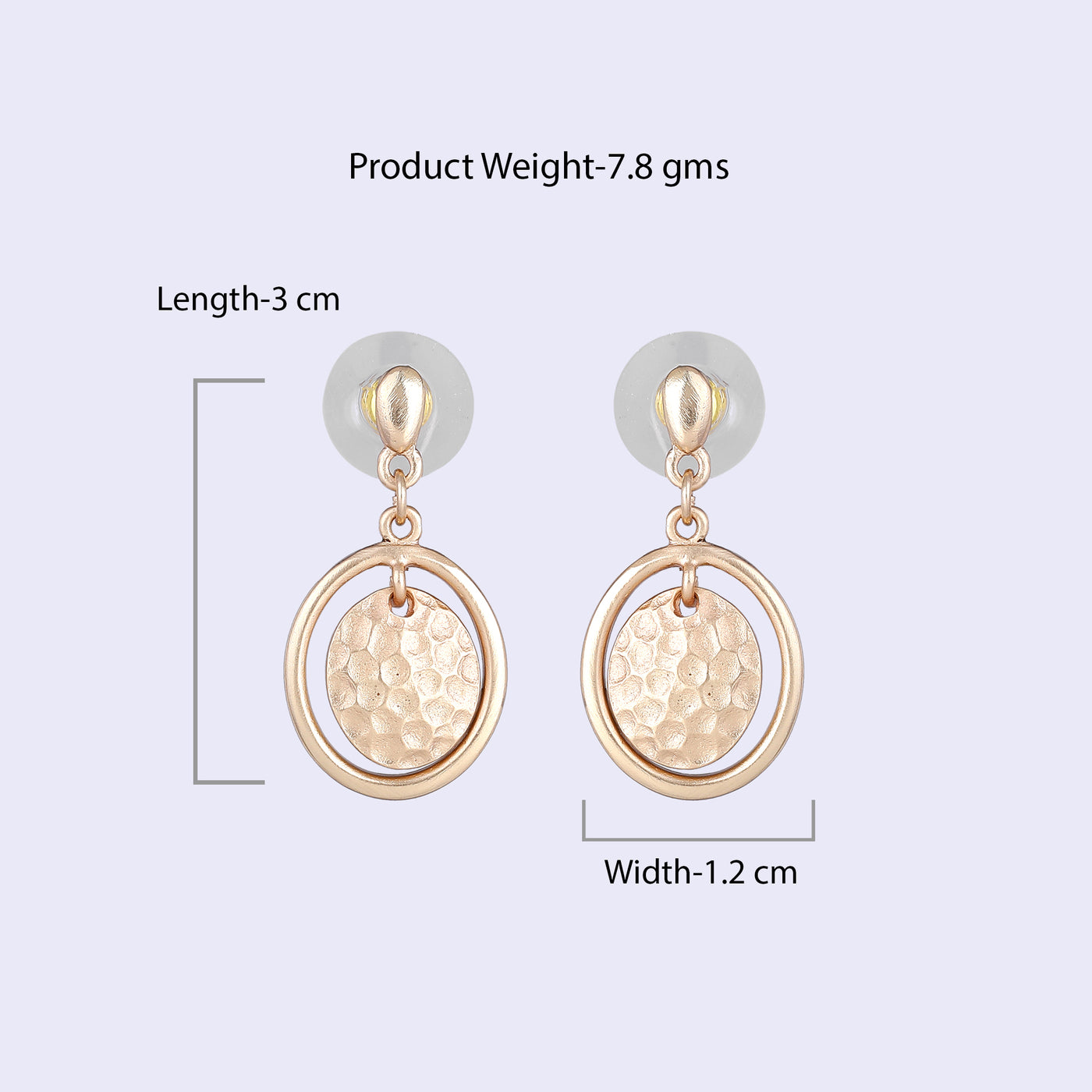 Estele Gold Tone Classy Double Circular Design Beaten Gold Drop & Dangle Earrings for Women