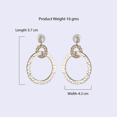 Estele Gold Tone Circular Designer Interwoven Beaten Gold Drop & Dangler Earrings for Women