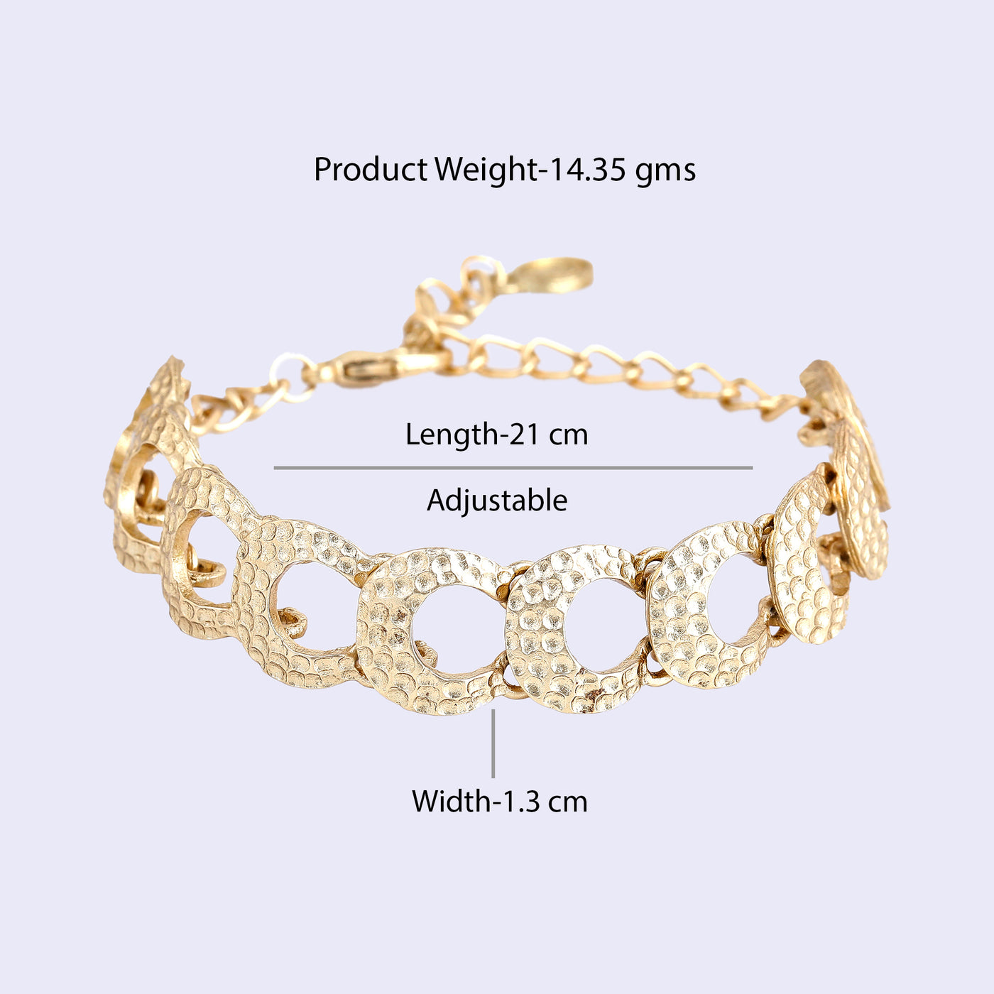 Estele Gold Tone Trendy & Stylish Adjustable Beaten Gold Bracelet for Women