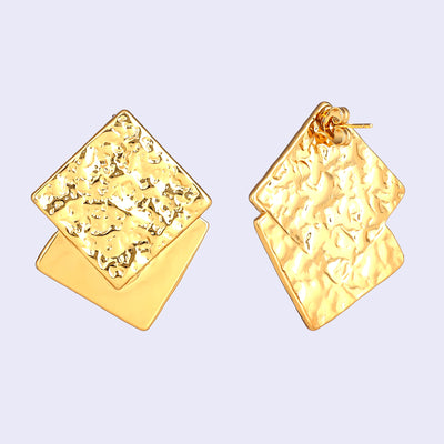 Estele Gold Plated Square Designer Trendy Demifine Stud Earrings for Women