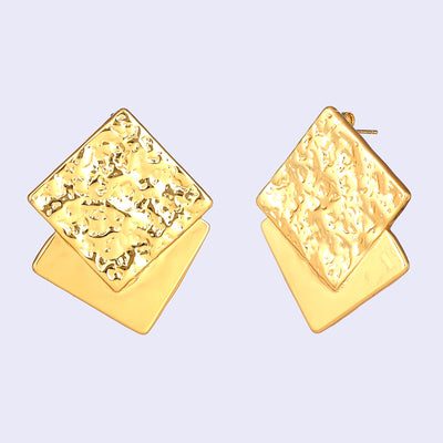 Estele Gold Plated Square Designer Trendy Demifine Stud Earrings for Women