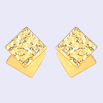 Estele Gold Plated Square Designer Trendy Demifine Stud Earrings for Women