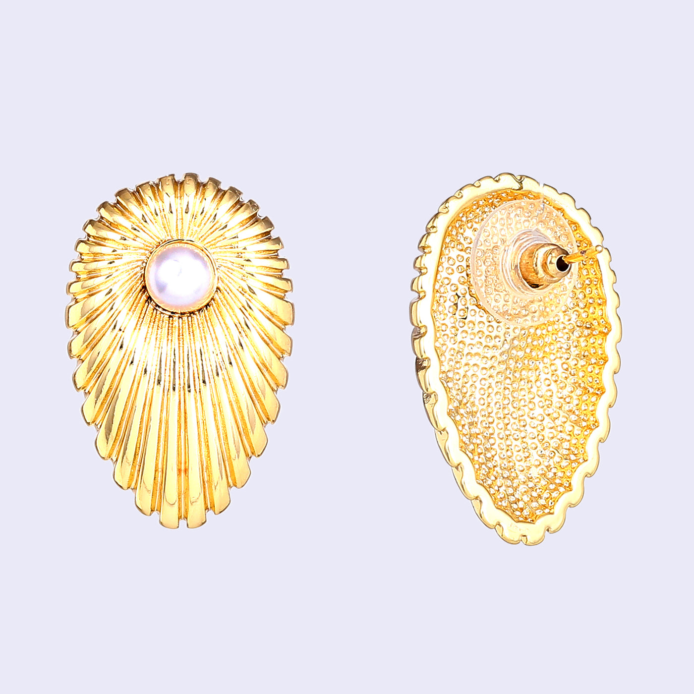 Estele Gold Plated Fashionable & Sleek White Pearl Ornamented Demifine Stud Earrings for Women and Girls