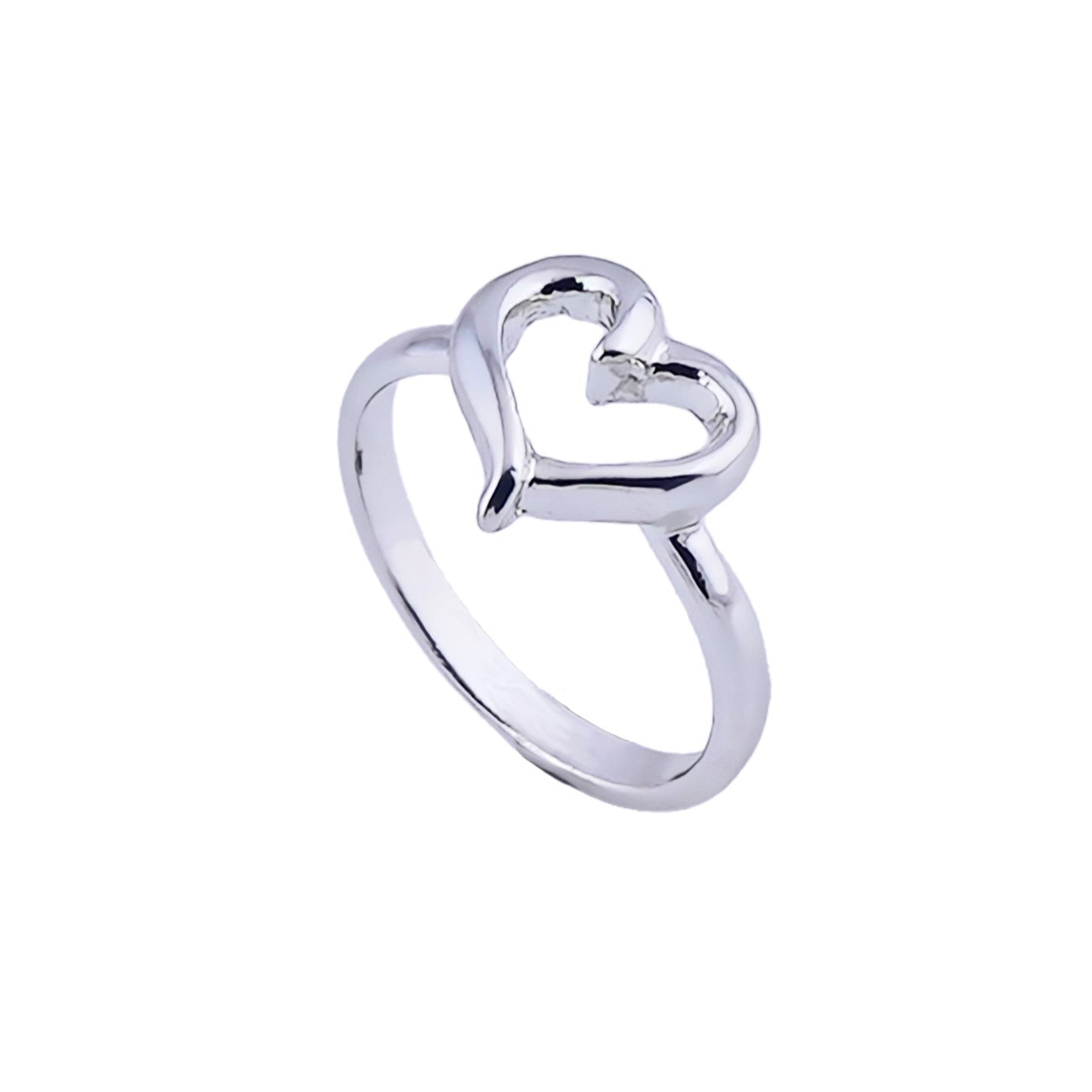 Estele Rhodium Plated Heart Shaped Finger Ring for Women