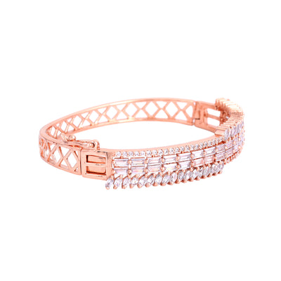 Estele Luxe Glow – Rosegold Plated Comfort Fit White American Diamond Bracelet for Girls & Women | A Masterpiece of Timeless Brilliance