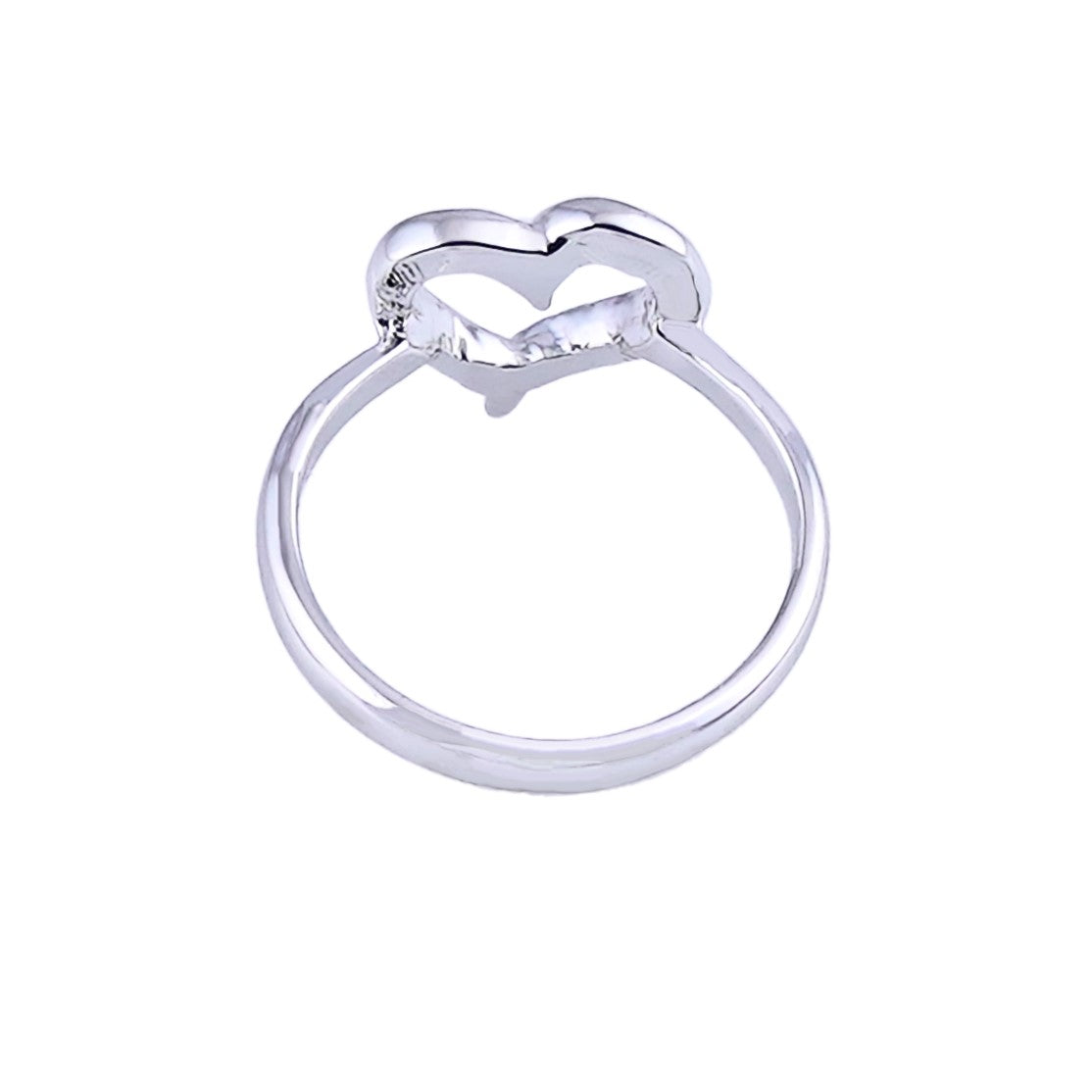 Estele Rhodium Plated Heart Shaped Finger Ring for Women