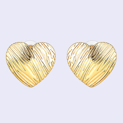 Estele Gold Plated Heart Shaped Sophisticated Demifine Stud Earrings for Girls and Women