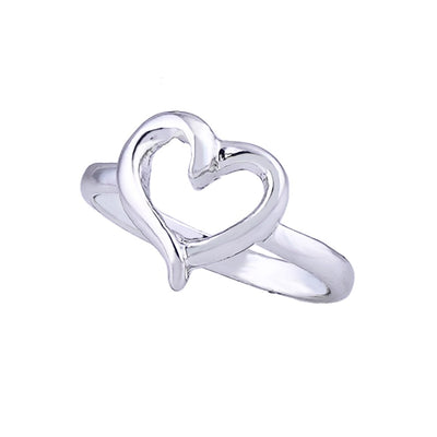 Estele Rhodium Plated Heart Shaped Finger Ring for Women